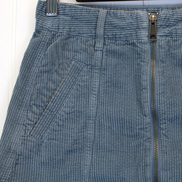 American Eagle Womens 00 Hi-Rise A-Line Skirt Blue Corduroy Wide Wale Academia - Picture 2 of 10